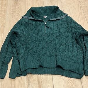 Aerie Forest Green Half-Zip Sweater